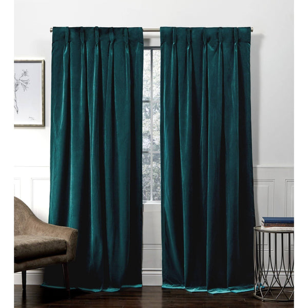 54"x108" Velvet Back Tab Light Filtering Window Curtain Panels Teal - Exclusive Home
